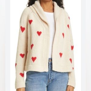 The GREAT Heart Lodge Cardigan Size 1 EUC $395 cream with red hearts
